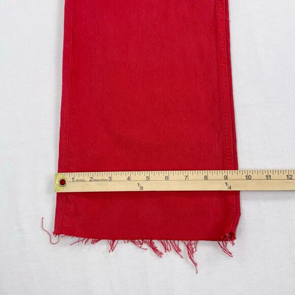 Zara Women's 90s Full Length Wide Leg Jean Size 4 Red Raw Hem - Picture 13 of 14